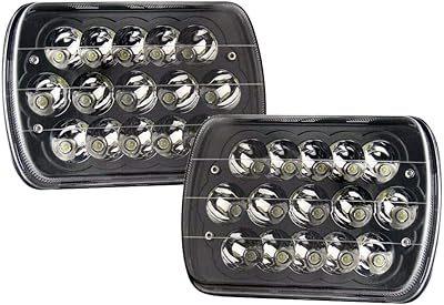 Paire de phares led noirs 45w 7x6 5x7 6052 6054 h5054