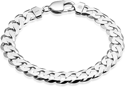 Bracelet à maillons cubains super brillants pour hommes 10 mm en argent