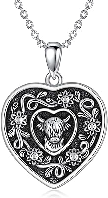 Collier plesitep highland cow en argent sterling 925, bijoux en forme de vache