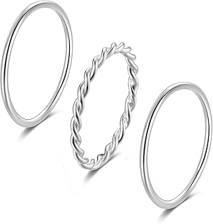 Silbertale bagues d'articulation pour femmes et hommes en argent sterling à pile fine
