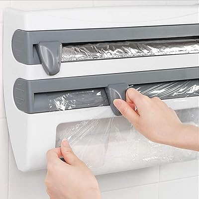 Porte-serviettes mural 4 en 1 beauty, distributeur de papier d'emballage en plastique (gris)