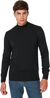 Pull en laine pour homme trendyol, coupe slim, col haut, couleur marine, standard