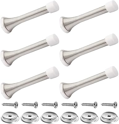 6 butées de porte en métal chromé de 85 mm avec vis