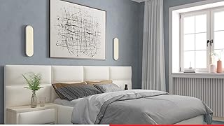 Lit super king à panneau moderne (200x200 cm) (blanc, simili cuir)