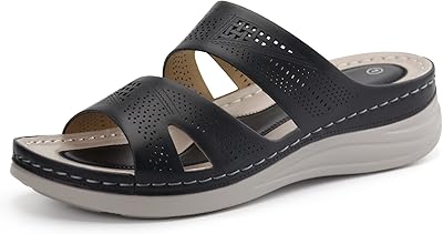 Sandales femme confortables à talons larges, bouts ouverts et semelles épaisses, faciles à