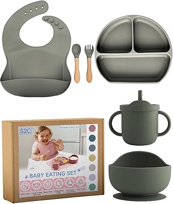 6 pièces ensemble d'alimentation en silicone pour bébé de sevrage