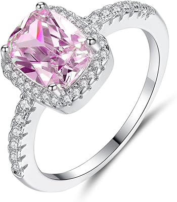 Bague de fiançailles carrée en argent sterling 925 avec oxyde de zirconium