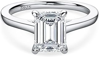 Bague solitaire en argent sterling plaqué rhodium bague de mariage