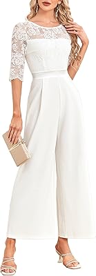 Combinaison de mariage élégante pour femmes, combinaison une pièce à jambes larges, ceinture