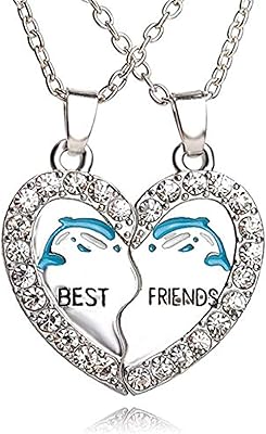 Ensemble de colliers d'amitié coeur de dauphin, cadeaux de bijoux d'amitié en cristal