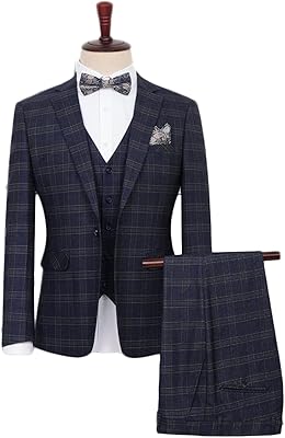 Costumes pour hommes costumes 3 pièces coupe ajustée à carreaux décontractés