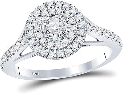 Bague de fiançailles de mariage solitaire en or blanc 10 carats avec diamant