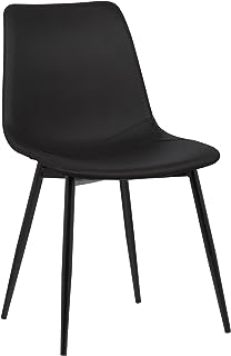 Chaise de salle à manger armin living monte en simili cuir noir