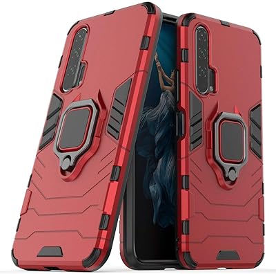 Coque de protection robuste double couche antichoc avec anneau en métal et béquille (compatible avec support magnétique de voiture) compatible avec honor 20 pro (rouge). Diaytar Sénégal : Des produits pour toute la famille à prix cassés