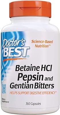 Doctor's best betaine hci pepsin & gentian better enzymes digestives pour la dégradation