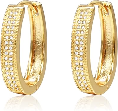Boucles d'oreilles plaquées or 18 carats pour femme (ovales, 23 mm), 17, cuivre