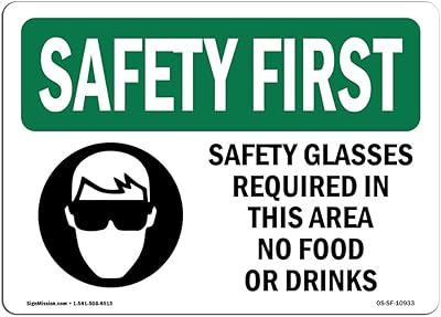 Panneau osha safety first - lunettes de sécurité requises avec symbole | panneau