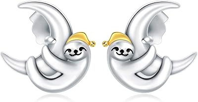 Boucles d'oreilles à tige en argent sterling 925 avec pendentif animal paresseux, bijoux
