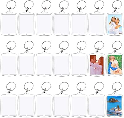 30 pièces cadre photo porte-clés en acrylique photo insert personnalisé vierge