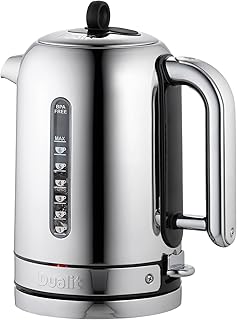 Bouilloire dewalit classique en acier inoxydable brossé avec bordure noire | bouilloire silencieuse