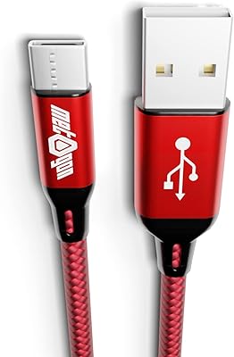 Câble de chargement usb type c en nylon rouge, 2 mètres de long
