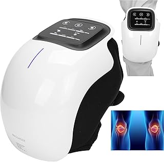 Masseur de genou vibrant électrique sans fil avec affichage led, lumière rouge, compresse