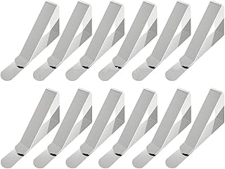 Pinces porte-nappe en acier inoxydable (argent) - paquet de 12