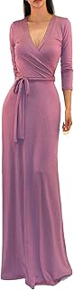 Robe longue vivicastle à col en v et taille portefeuille pour femme