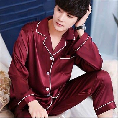 Ensemble de pyjama en soie résistant aux taches pour hommes, vêtements de nuit