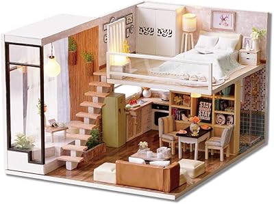 Kit de maison de poupée miniature loft diy, mini jouet de chambre