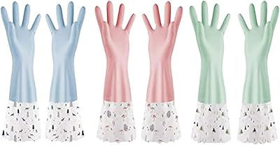 Gants de nettoyage en caoutchouc imperméables et réutilisables pour la vaisselle, la cuisine