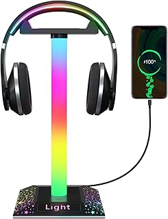 Support pour casque de jeu rvb avec 1 port usb, base pour écouteurs
