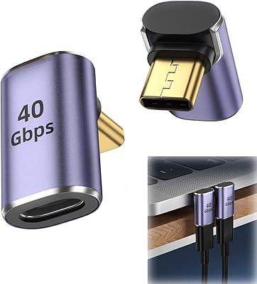 Adaptateur usb c à angle droit, connecteur usb c mâle à femelle à