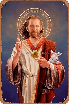 Affiche de peinture religieuse originale de saint nicolas de cage - panneau