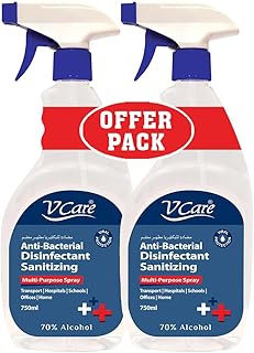 Spray désinfectant et assainissant vcare, 750 ml x 2 (pack de 2)