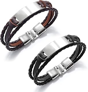 2pcs bracelets en cuir pour hommes bracelets en cuir tressé de qualité supérieure