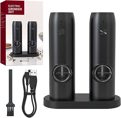 Ensemble de moulins à sel et à poivre électriques avec base rechargeable, moulin