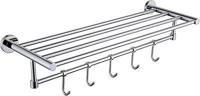 Porte-serviettes 60 cm avec étagère de salle de bain à 2 niveaux