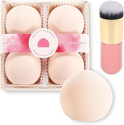 4 pièces d'éponges de maquillage mélangeant le fond de teint rose guimauve mélangeant