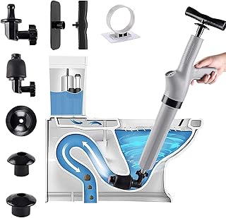 Déboucheur de toilettes 9 en 1, piston de vidange haute pression avec 9