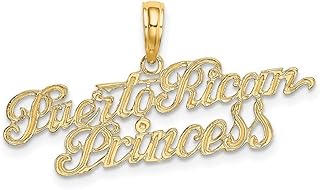 Collier pendentif à breloque princesse portoricaine en or 32,97 mm, bijoux cadeaux