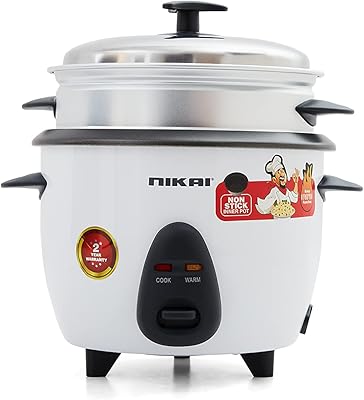 Cuiseur à riz antiadhésif 2 en 1 nikai 400 w avec vapeur, fonction