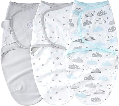 Su3007 3 pièces couverture d'emmaillotage pour bébé en coton doux avec motif de nuage mignon pour nouveau-né garçons filles. Le discount haut de gamme, c'est possible avec Diaytar