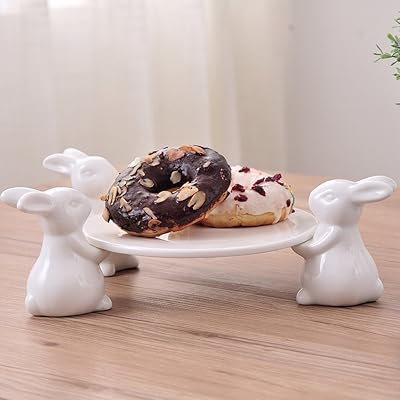Assiette lapin en céramique, assiettes à nourriture et à dessert, joli support à