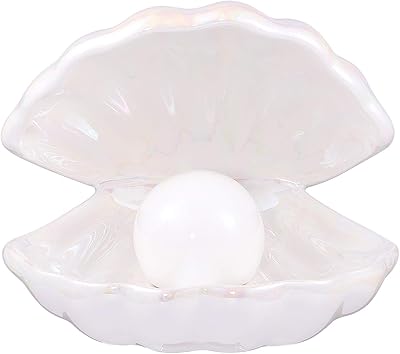 Fuzeria plateau à bijoux en céramique de coquille de perle, lampe de nuit