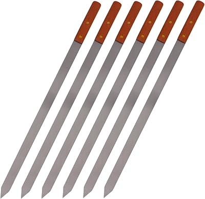 Brochettes de barbecue en acier inoxydable de qualité supérieure avec poignées en bois