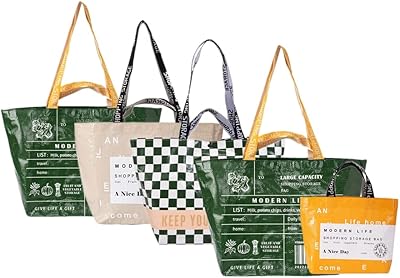 Sacs de courses réutilisables grands sacs d'épicerie pliables fourre-tout robustes avec doubles poignées