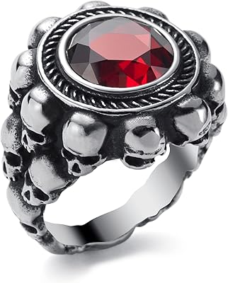 Bagues crâne curtijo pour hommes bague gothique en acier inoxydable tête de mort