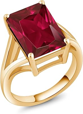 Bague solitaire plaquée or jaune 18 carats pour femme en argent et émeraude