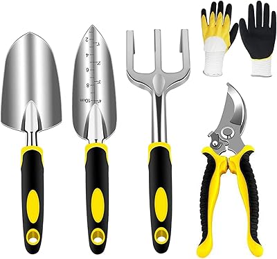 Ensemble d'outils de jardin delfino 5 pièces comprenant une pelle à planter, une truelle,